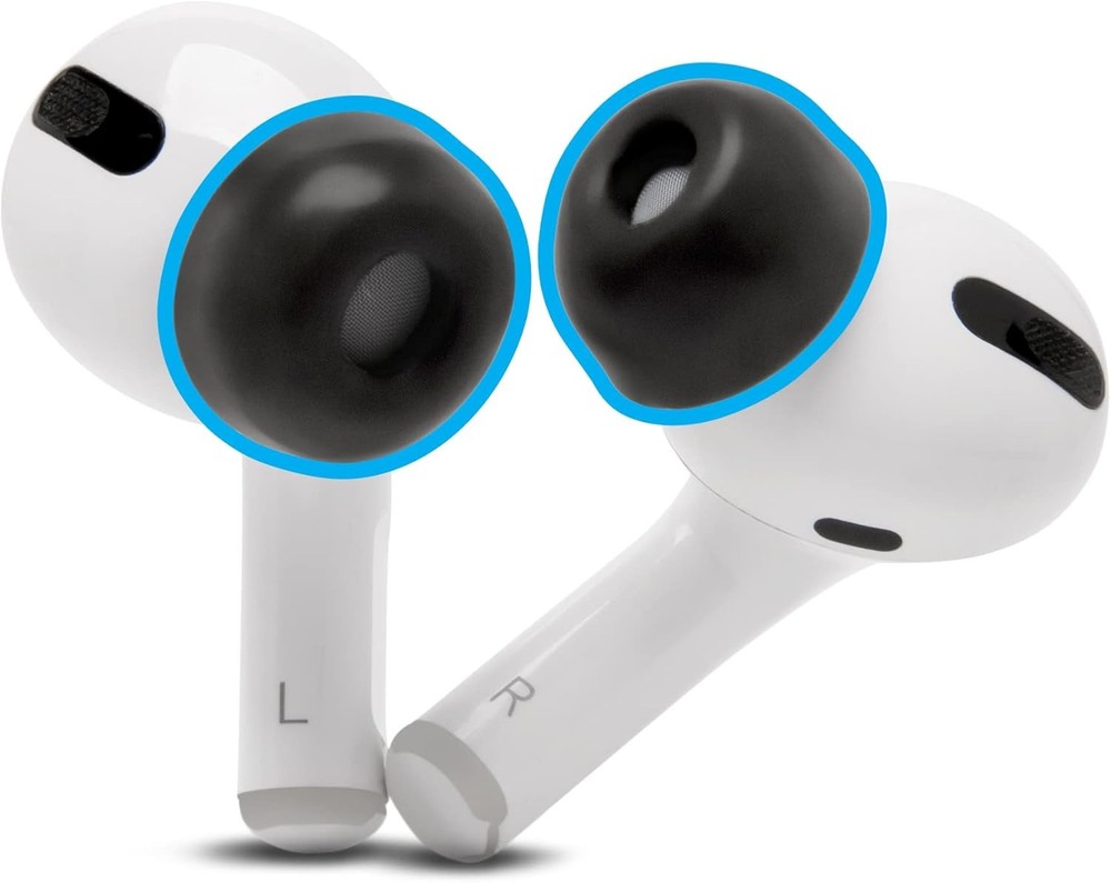Memory Foam Ear Tips For AirPods Pro Improved Comfort Better Seal Black Case Fit