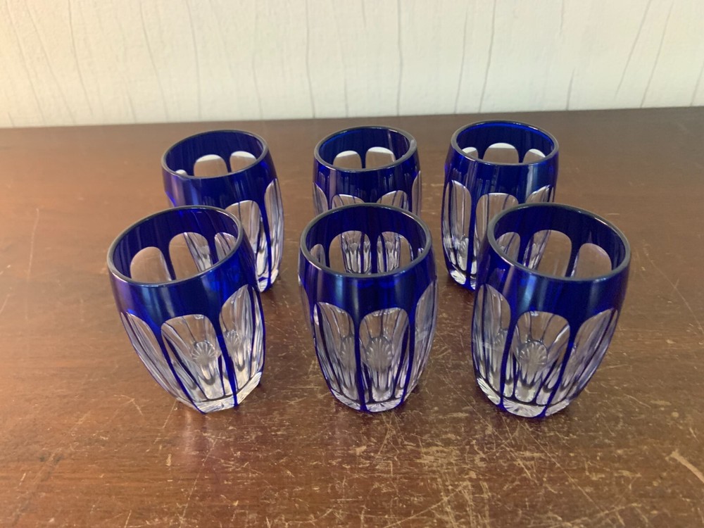 6 Crystal Overlay Liqueur Glasses From Saint Louis Or Nancy (Price Per Unit)