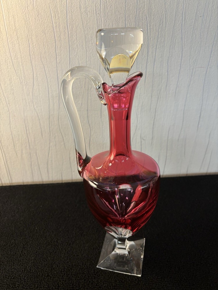 Water Or Wine Jug Red Overlay Crystal From Saint Louis