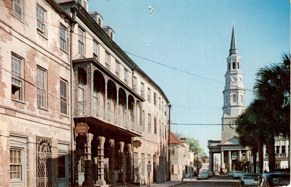 CHURCH STREET, CHARLESTON, S. C., DOCK ST. THEATER Postcard