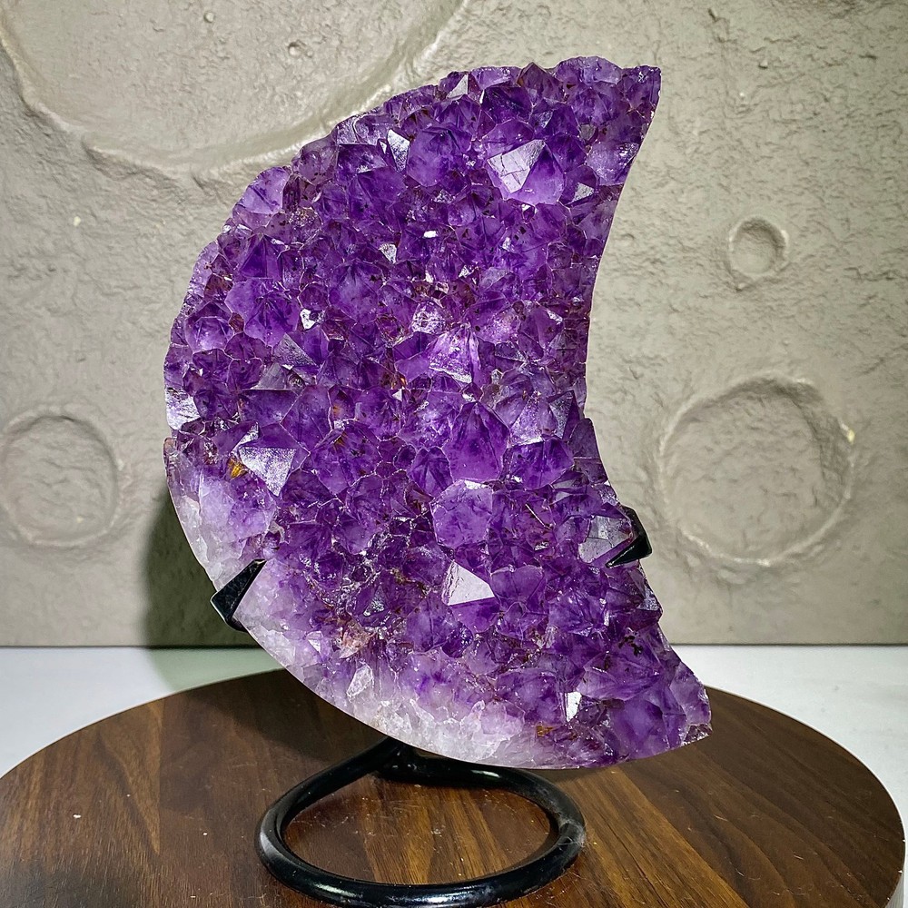Amethyst Cluster Carving - Raw Half Moon Crystal Geode - 7LB