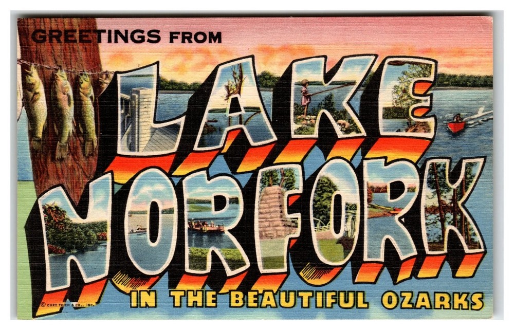 Greetings From Lake Norfork Arkansas Missouri Ozarks Large Letter Postcard
