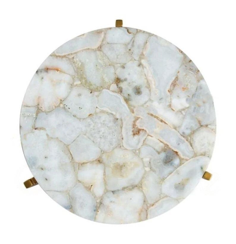 15x15 White Agate Luxury Home Table for Kitchen or Living Room