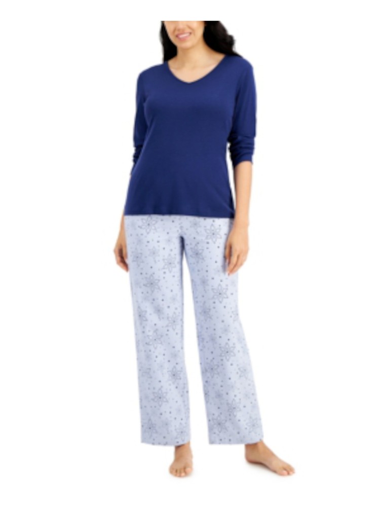 CHARTER CLUB Intimates Blue Straight Leg Floral Sleep Pants XS