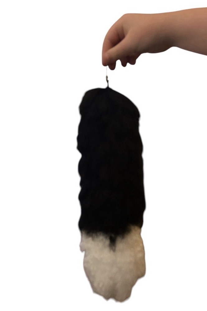 Homemade Therian Tail -12 Inch Black/white  Yarn With Safety Pin