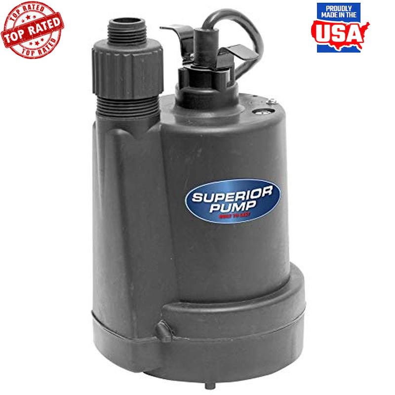 1800GPH Submersible Utility Pump 1/4HP 10FT Cord Thermoplastic NPT Discharge New