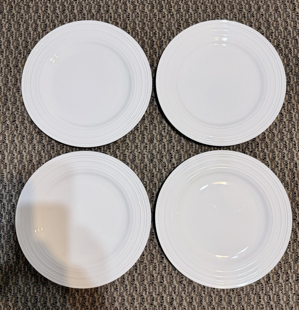 Mikasa Ciara White Fine Bone China Set of 4 Dinner Plates 11”