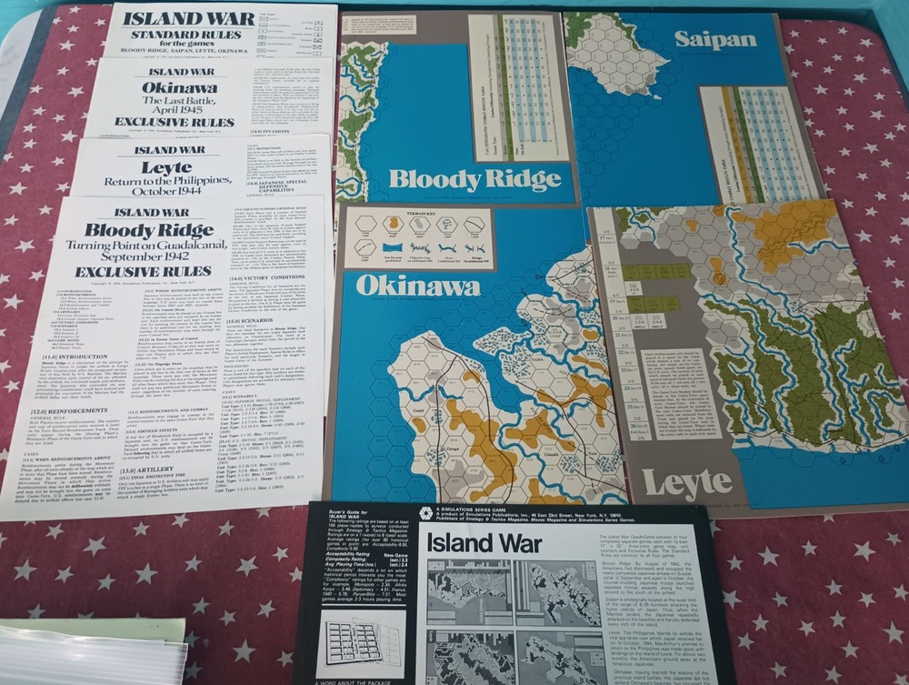 SPI Wargame Island War WWII Four Pacific Battles Parts Only No Counters