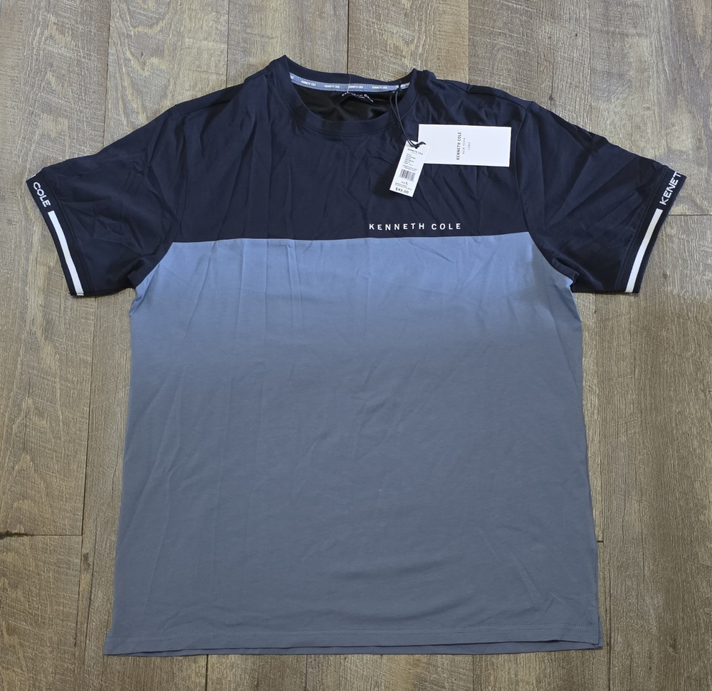 Kenneth Cole Colorblock Crew Neck Short Sleeve T-Shirt Logo Size L