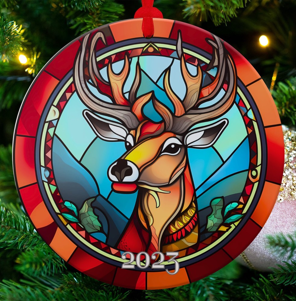 Ceramic Deer Ornament Reindeer Ornament Christmas Decoration Holiday Gift Idea