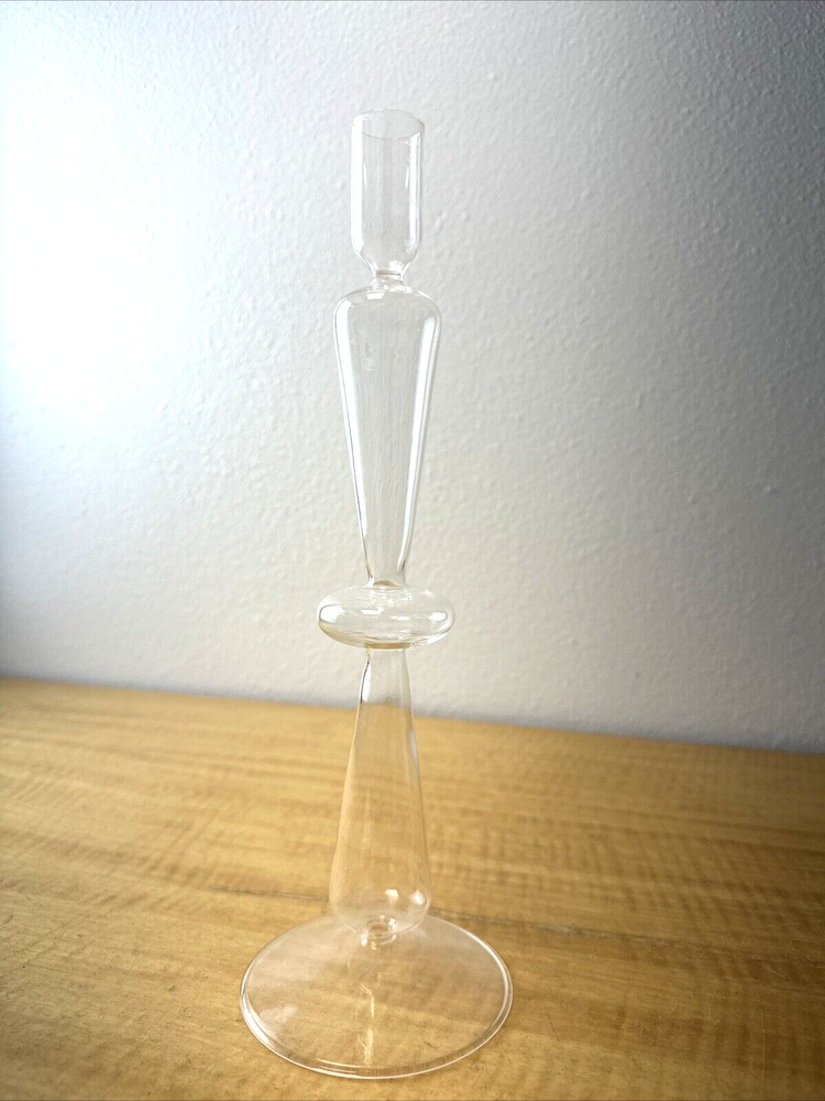 Clear Abstract Blown Glass Candle Holder-image