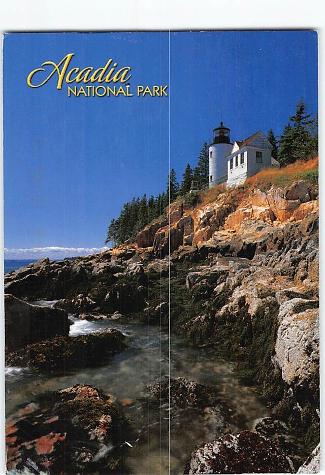 Postcard Bass Harbor Head Light Acadia National Park Maine USA-image