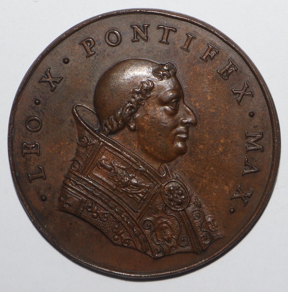 Papal State Bronze Medal Pope Leo X 19th Century Restrike