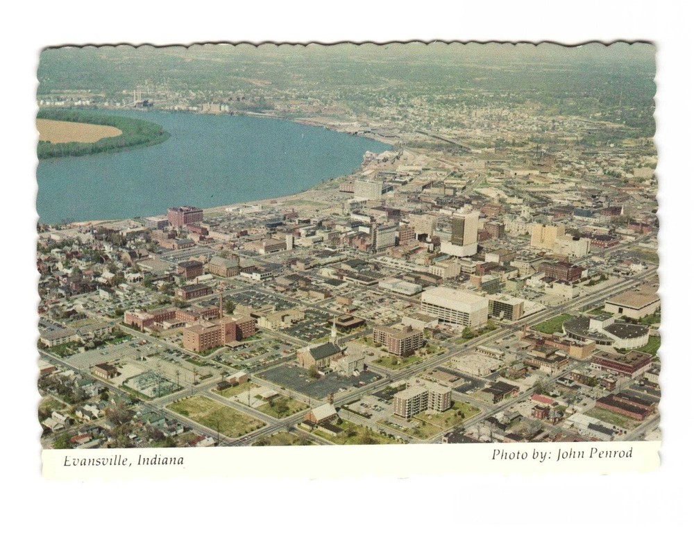 Evansville IN vintage postcard unposted aerial view