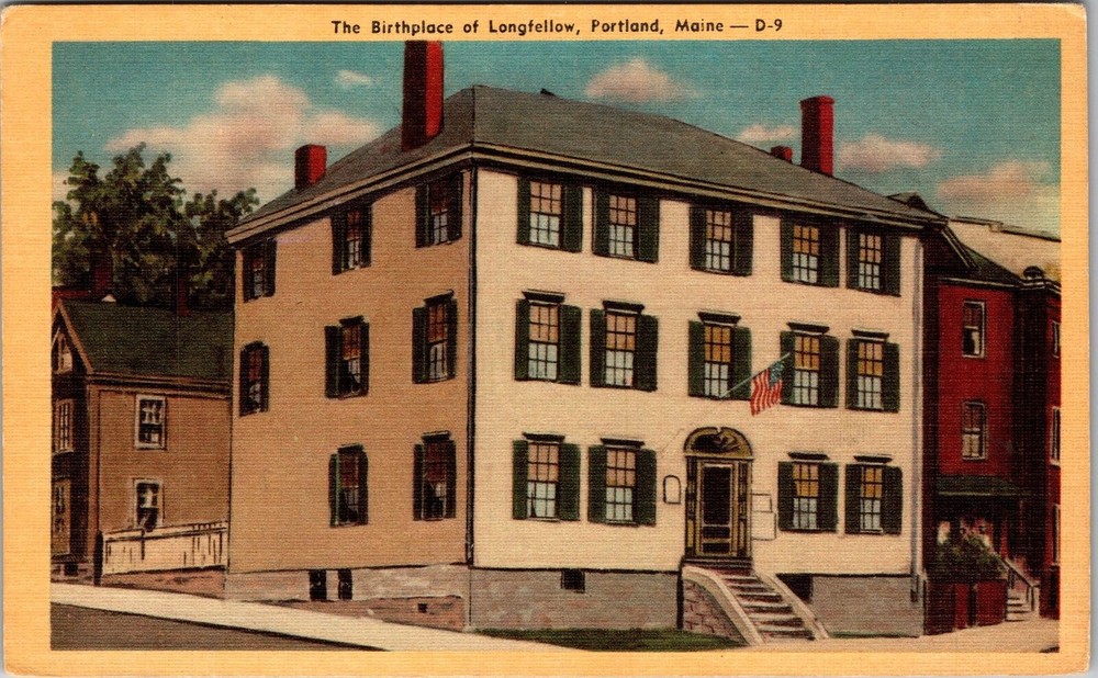 Portland ME-Maine, Birthplace Longfellow, Vintage Postcard