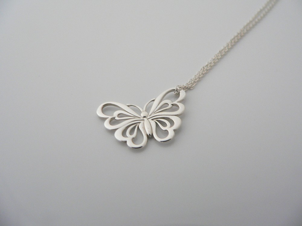Tiffany & Co Butterfly Necklace Pendant Charm Nature Silver Gift Jewelry 925