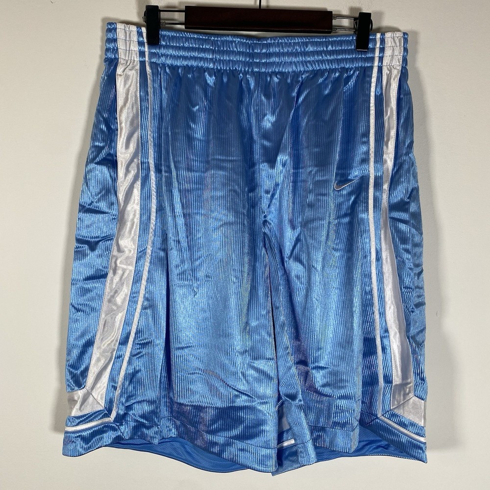 Nike Basketball Shorts Mens XL Dazzle Shiny Blue Stripes Heavy New Drawstring