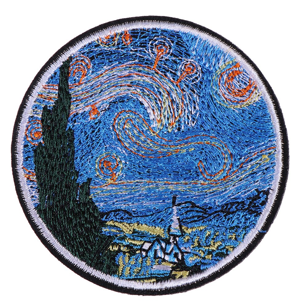 The star night painting embroidery iron on patches DIY clothes applique st*a5