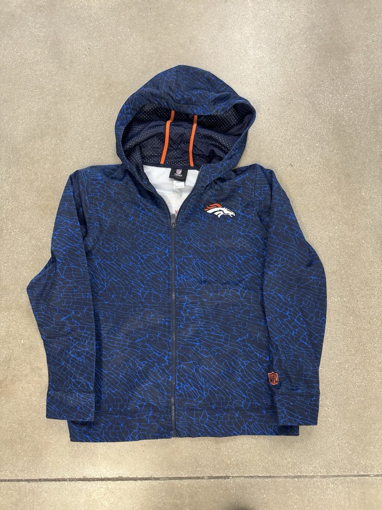 Denver Broncos Zip Up Hoodie Sweatshirt NFL Team Apparel boys size Large fits M