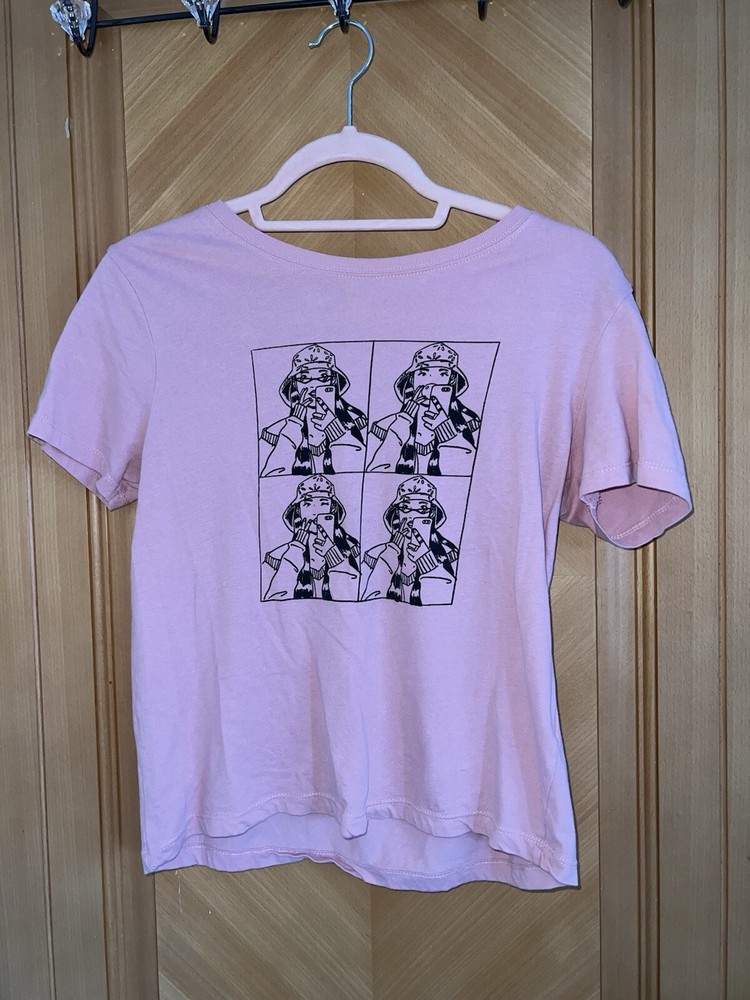 Womens Pull&Bear Pink  Crop T Shirt - Size Medium