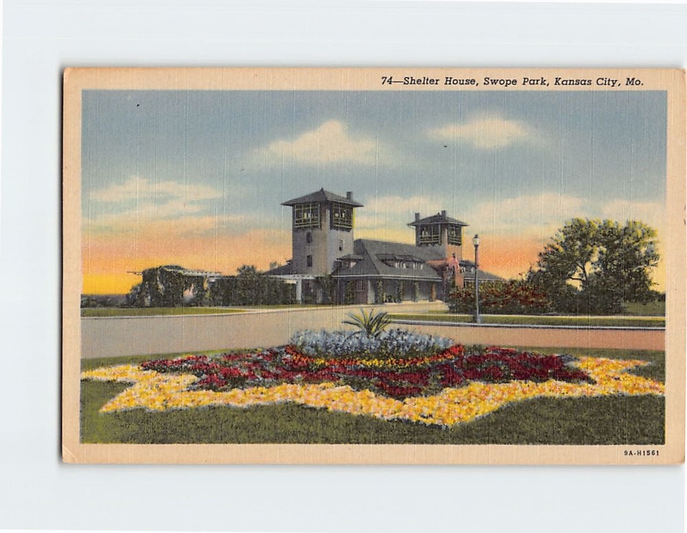 Postcard Shelter House Swope Park Kansas City Missouri USA