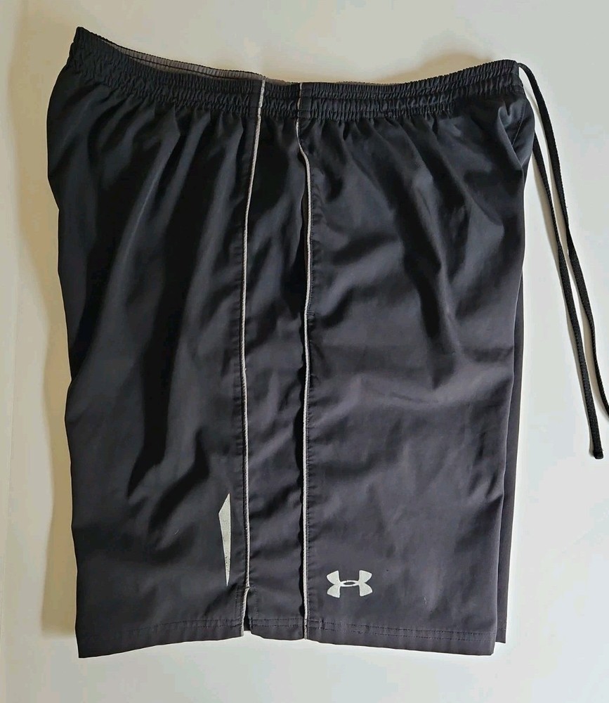 Under Armour Heat Gear Shorts Black/Grey Mesh Liner Pockets Loose Fit Men's XL