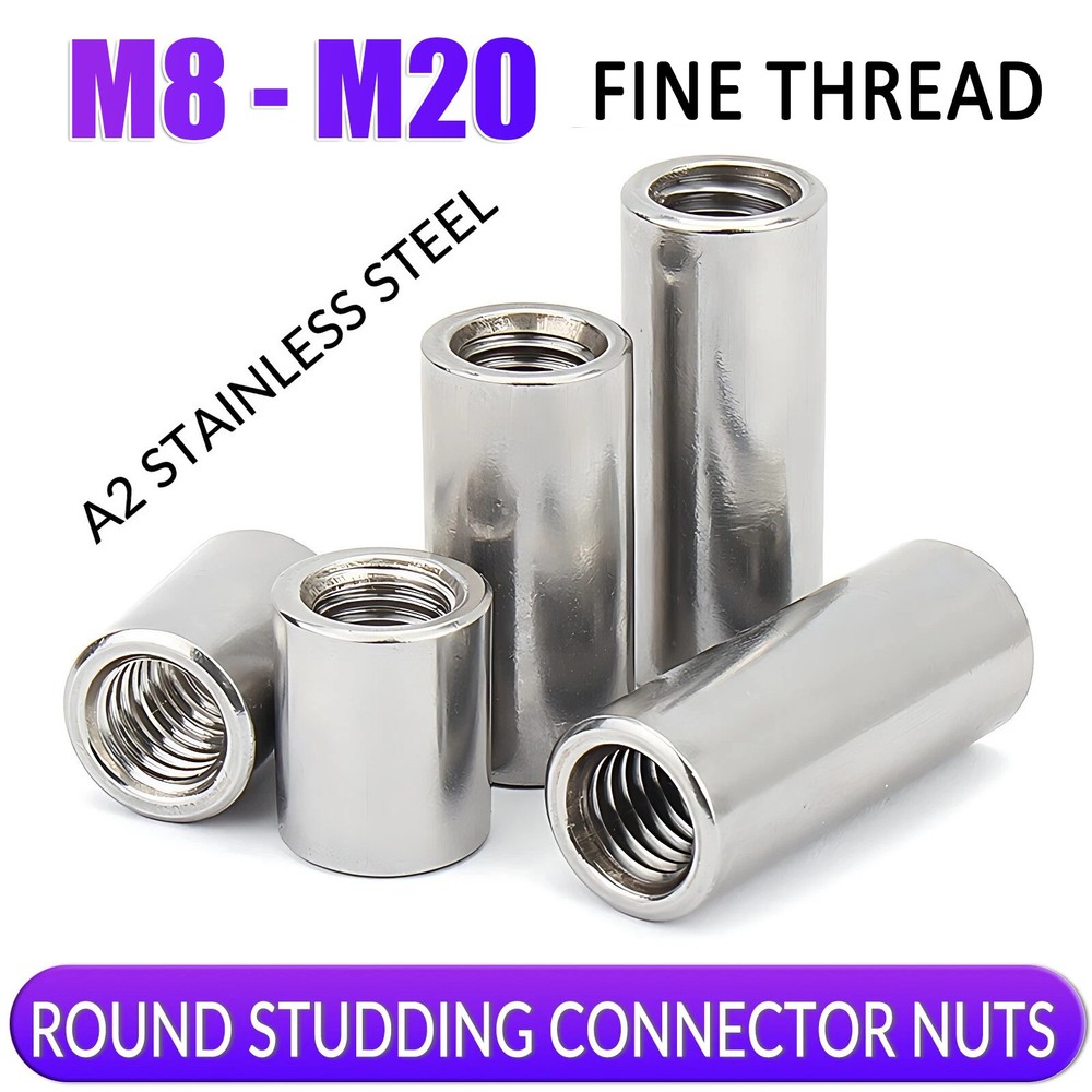 Fine Thread Cylindrical Nuts Long Nut Round Nut A2 Stainless Steel M8 M10 - M20