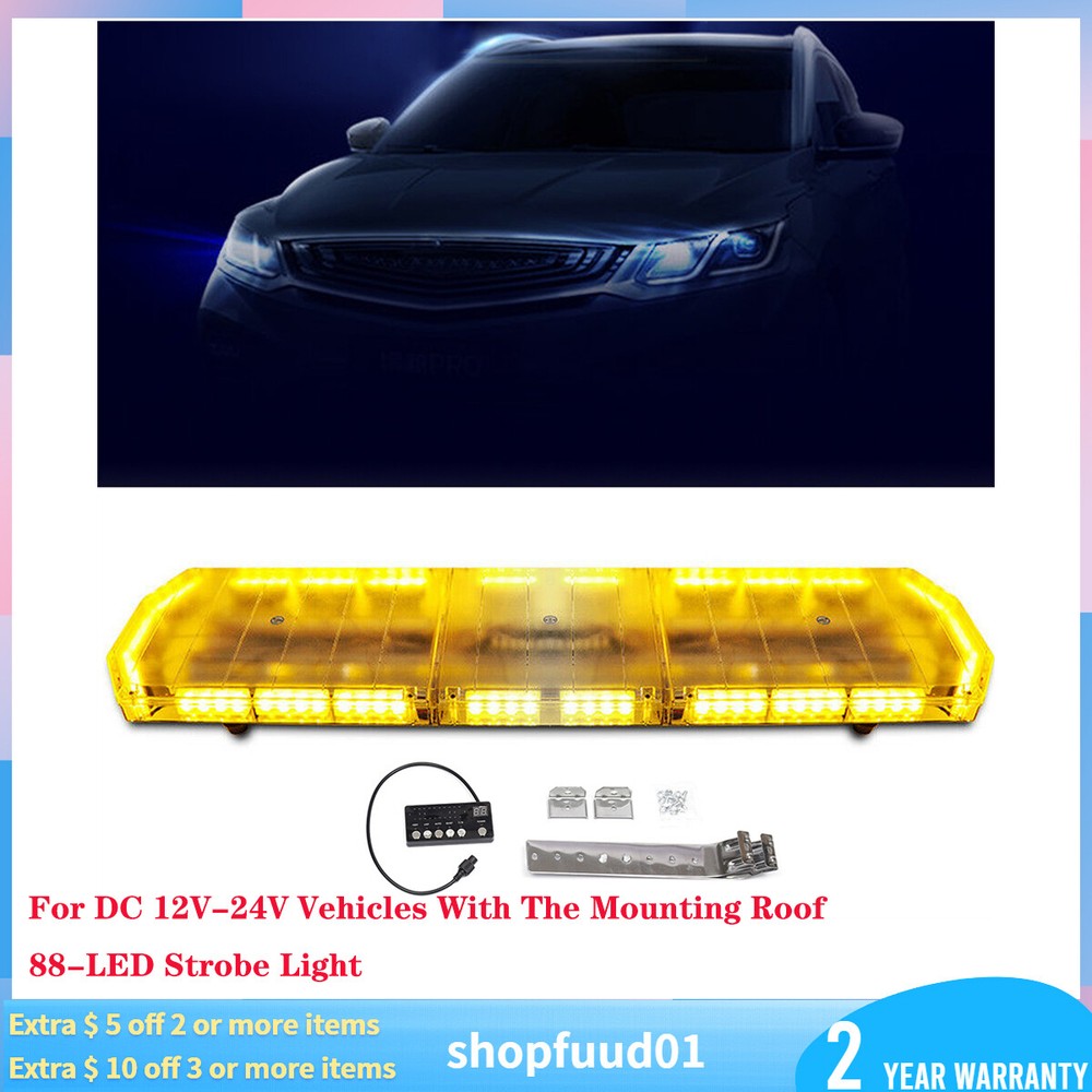 88LED Strobe Light Bar Beacon Tow Car Truck Emergency Warning Response Lamp IP65