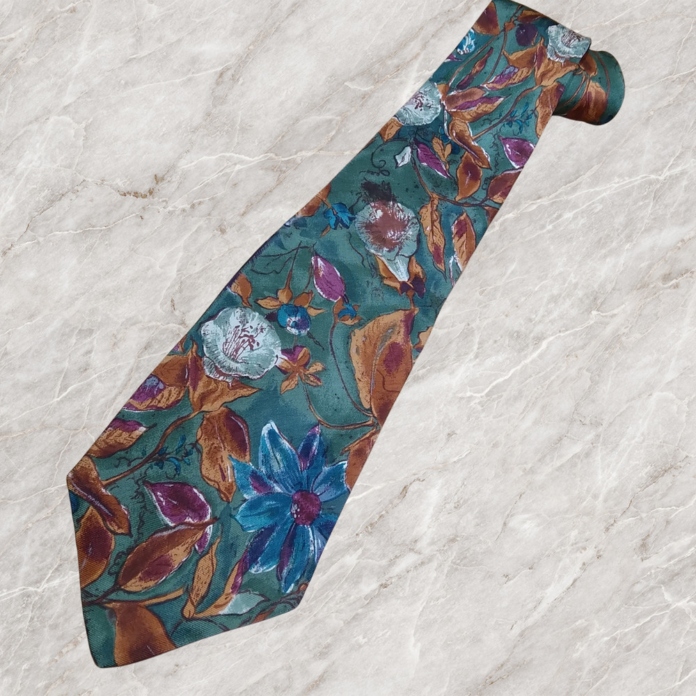 Polo Ralph Lauren Vintage Silk Tie Mens Floral Handmade Made in USA