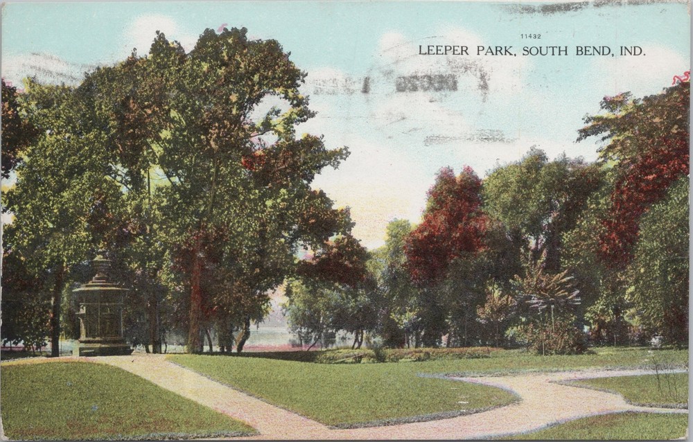 South Bend Indiana~Leeper Park~Gazebo~Vintage Postcard