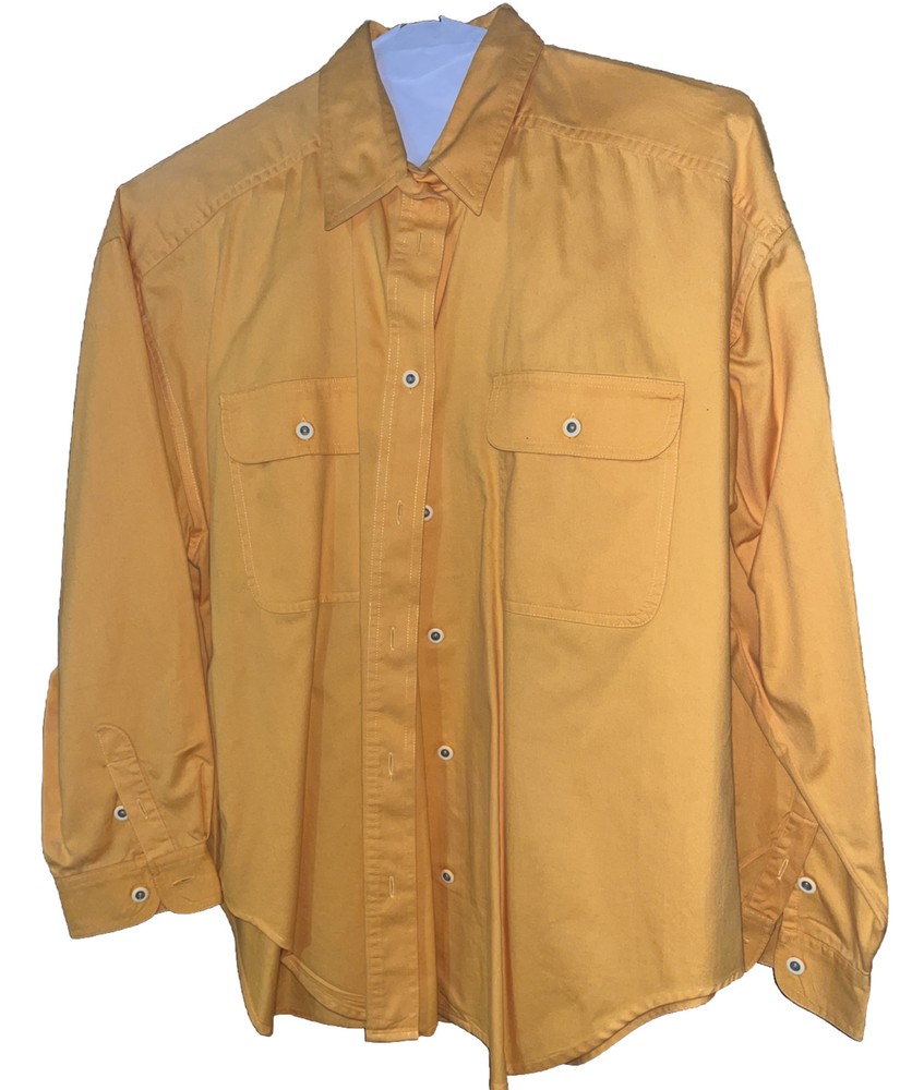 Leslie Fay men’s Sport Long Sleeve Button Down Outdoor shirt size M Yellow Gold