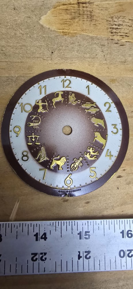 Zodiac Clock Dial Chapter Wheel Brown Gold Germany Replacement Parts