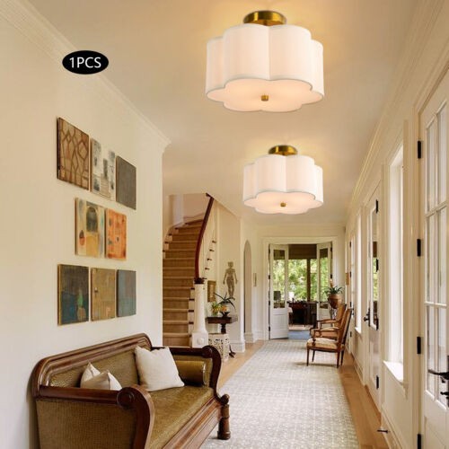 Modern Flush Mount Drum Shade Flower Chandelier Ceiling Light Pendant Lamp