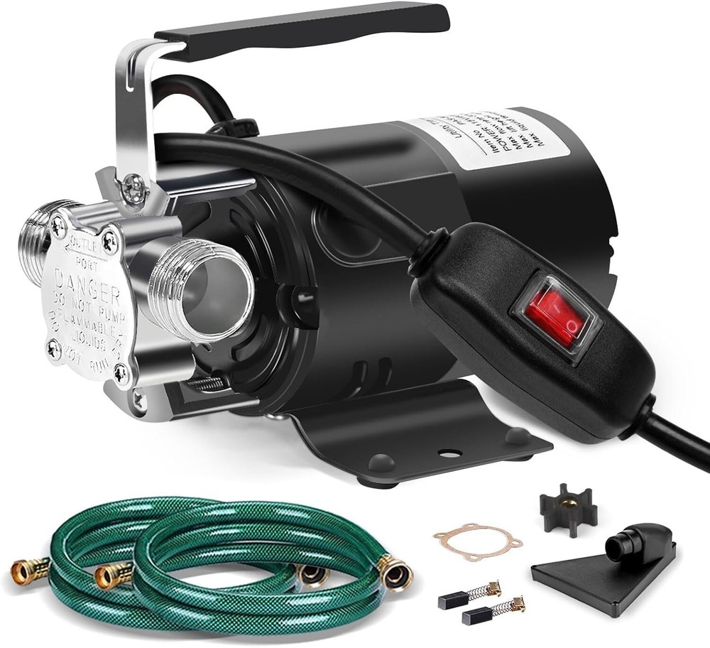 Durable Electric Utility Pump with 2 Water Hoses - Perfect for Pools & Aquariums