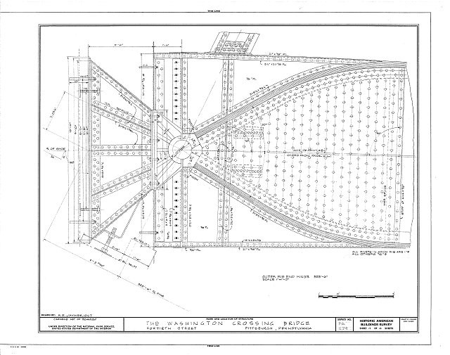 Pittsburgh Pennsylvania Washington Crossing Bridge Fortieth Street 1910s Plan
