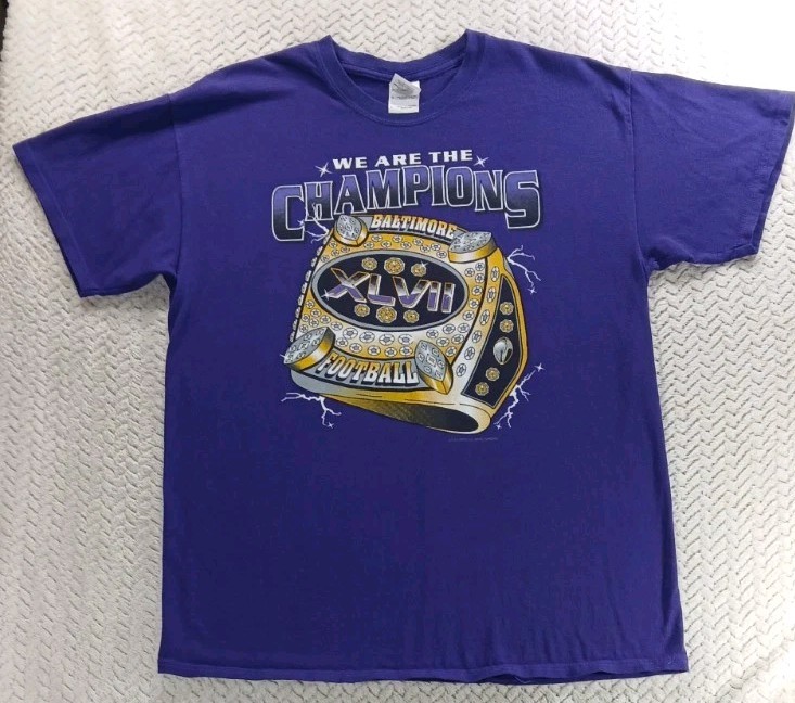 Baltimore Ravens 2012 Super Bowl Champions Purple T-Shirt Size Large