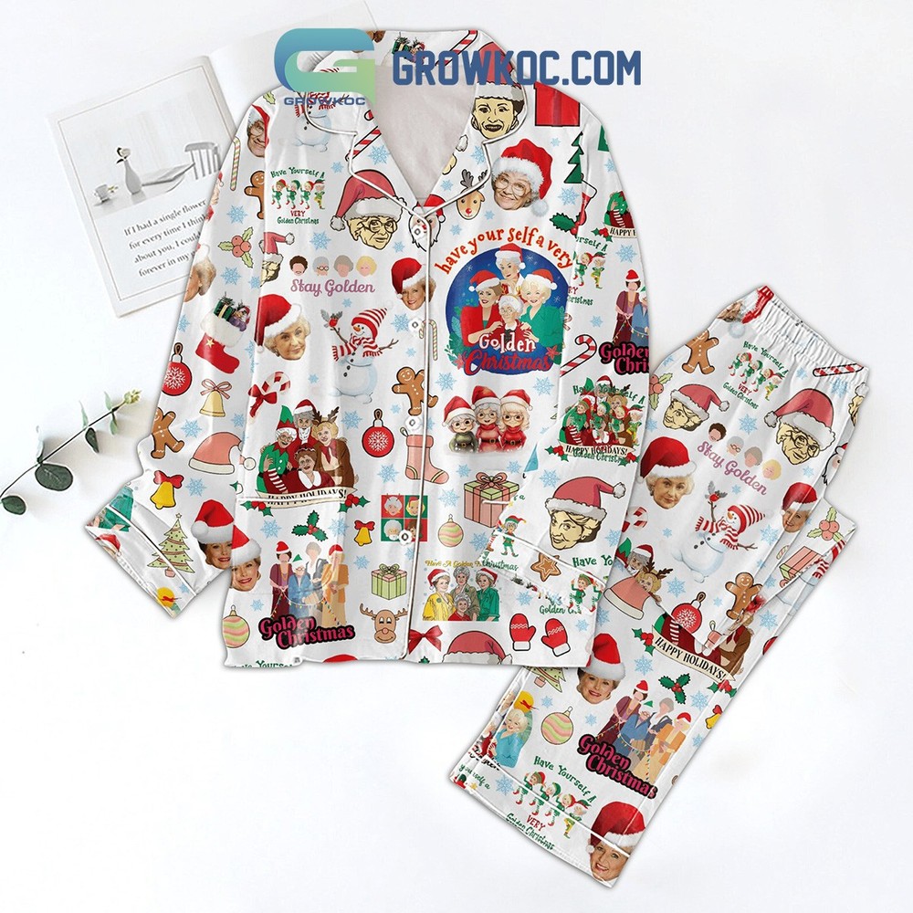 The Golden Girls Happy Holiday Golden Christmas Polyester Pajamas Se