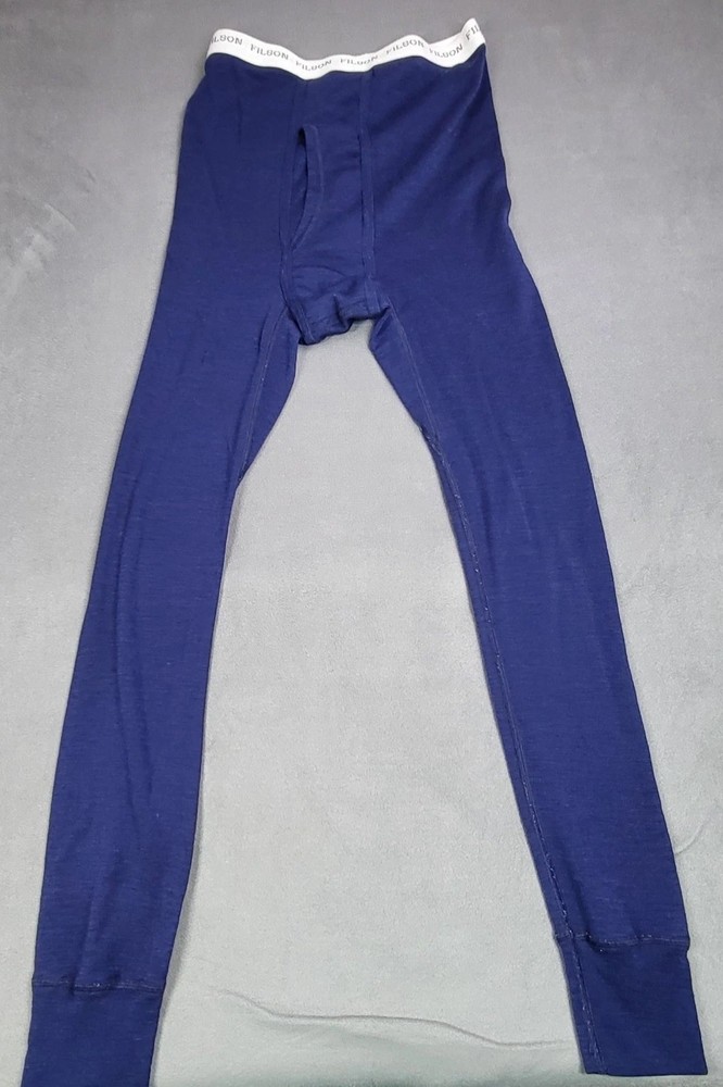 Filson Merino Wool Baselayer Longjohn Pants Small Blue Lightweight Stretch