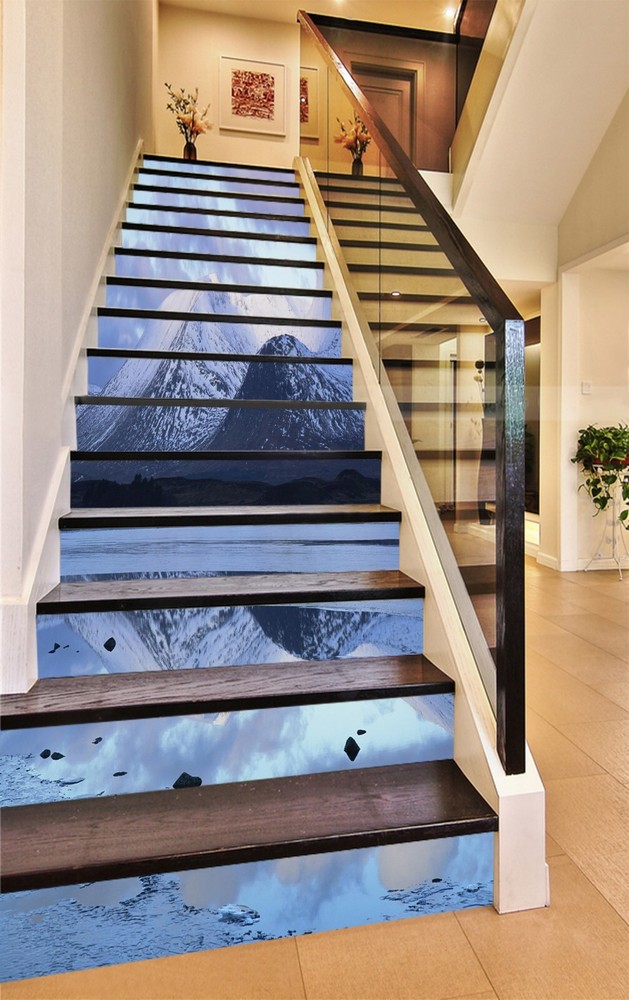3D Snow Mountain AZ741 Stair Risers Decoration Mural Vinyl Wallpaper Kay