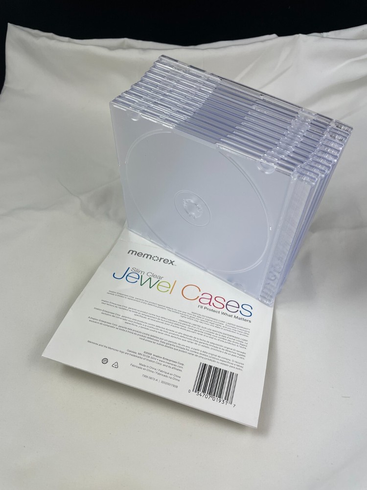 Jewel CD DVD Cases Slim DVD/CD Clear Memorex Case 11 ct