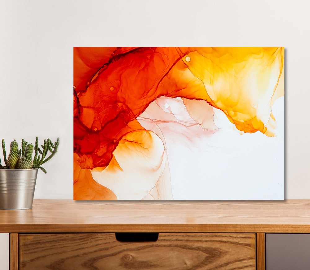 Trendy Vibrant Red Abstract 5mm thick Plastic Poster Ready to Hang 60x45cm