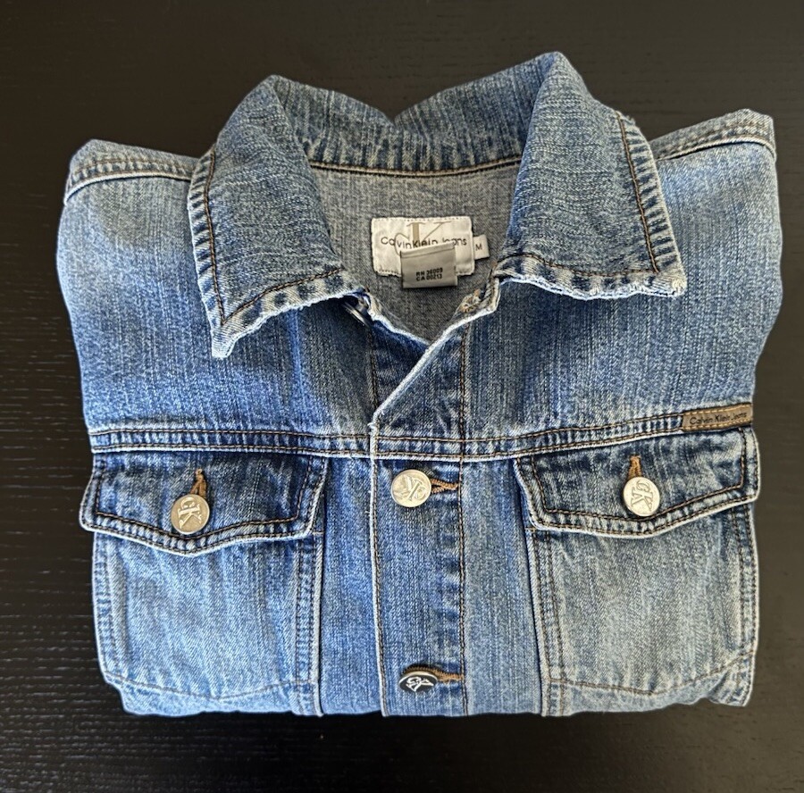 Vintage Calvin Klein Jeans Denim Jacket M Light Wash Denim Silver Buttons