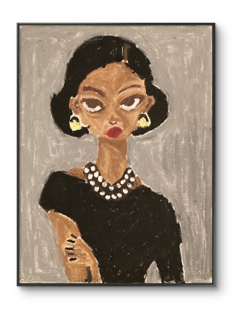 Pop African Woman Office Black Classy Bold Original Wall Art 11 by 14 Canvas