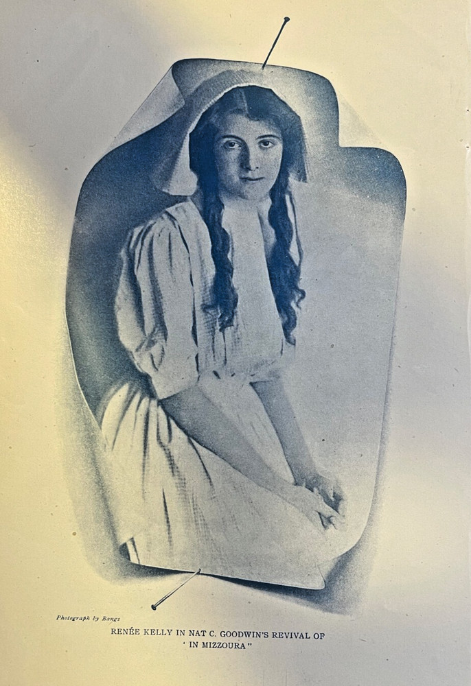 1908 Vintage Magazine Illustration Actress Renee Kelly