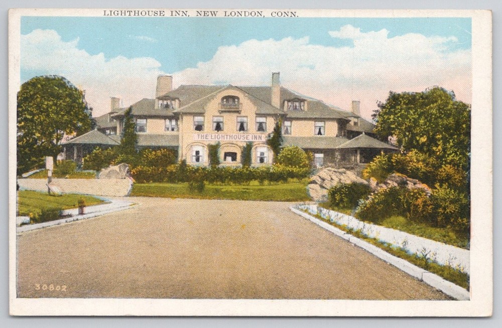 Lighthouse Inn New London CT Postcard J. Solomon Vintage White Border Era