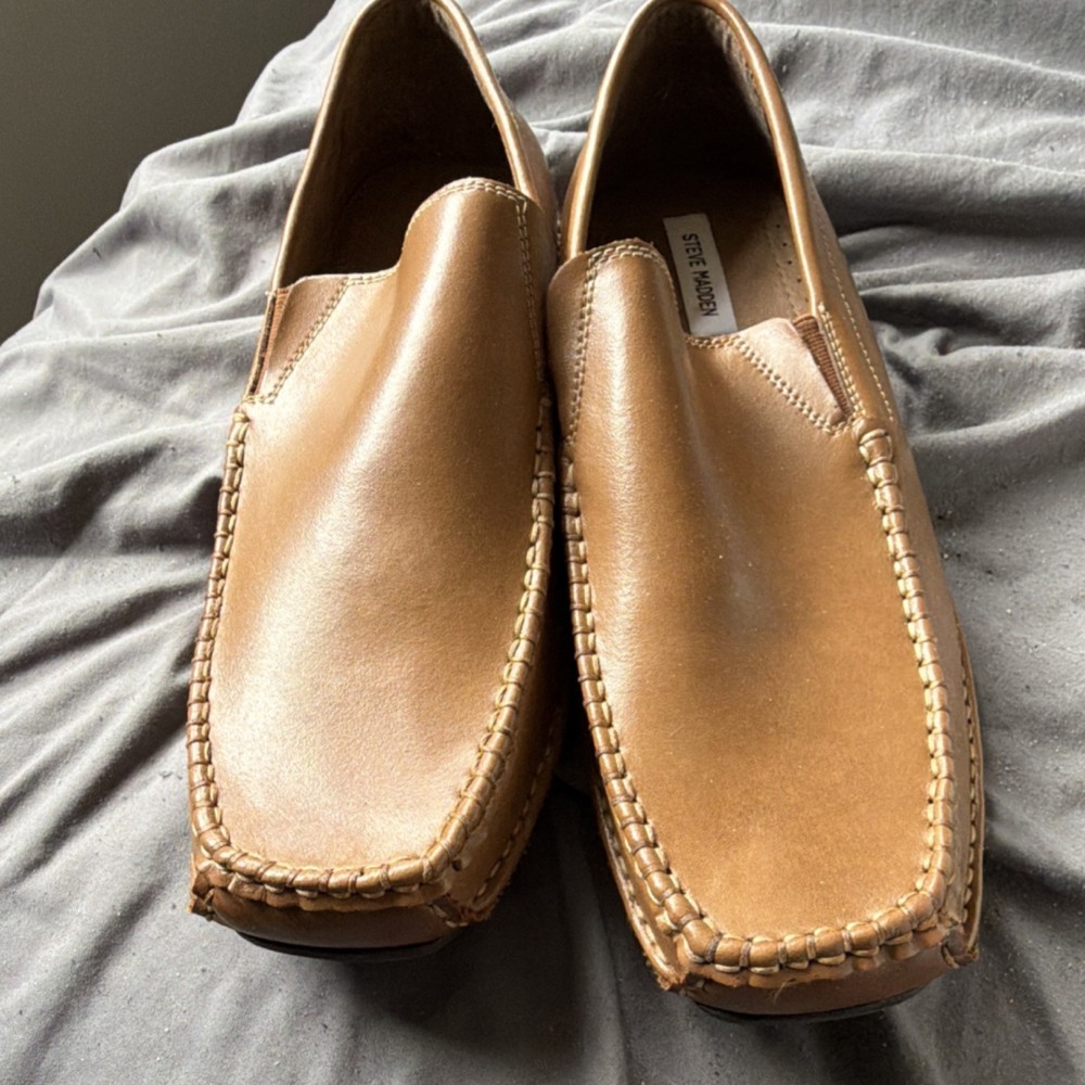 Steve Madden Pantino Brown Leather Loafer Slip-On Square Toe Men's Shoes Size 14