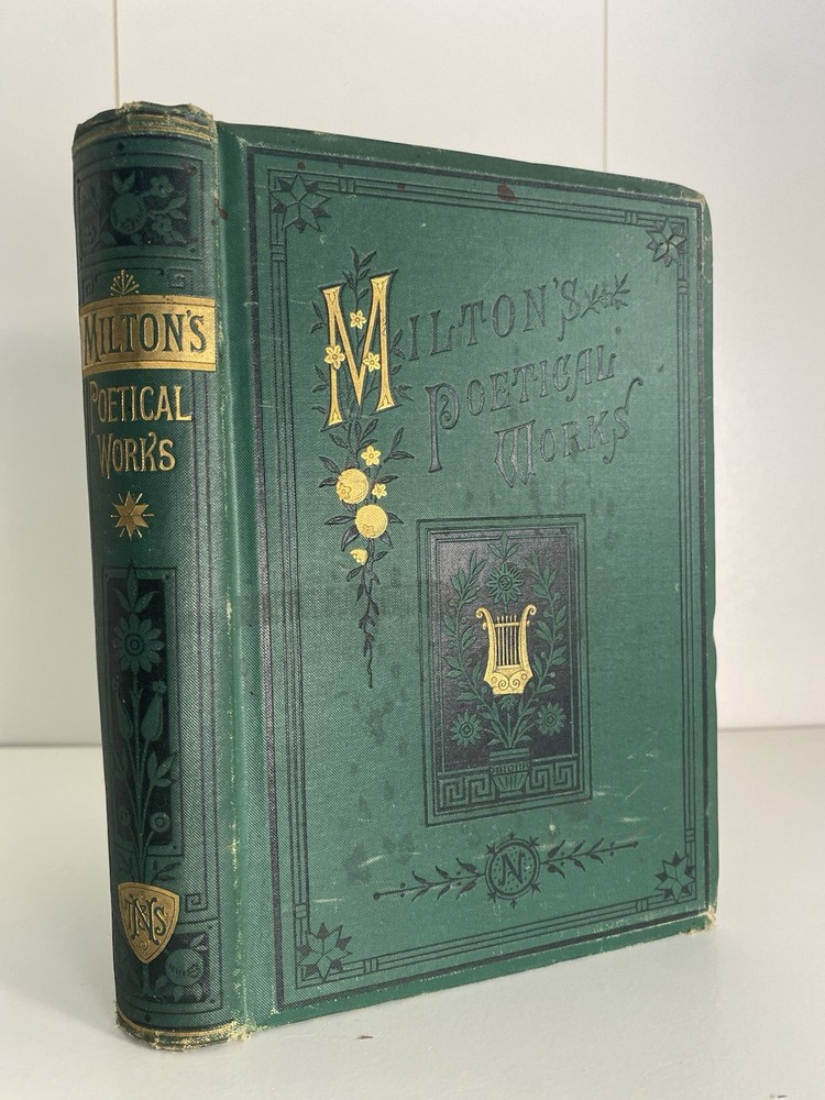 1880 John Milton Poetical Works Illustrated Antique Hardcover Victorian Binding