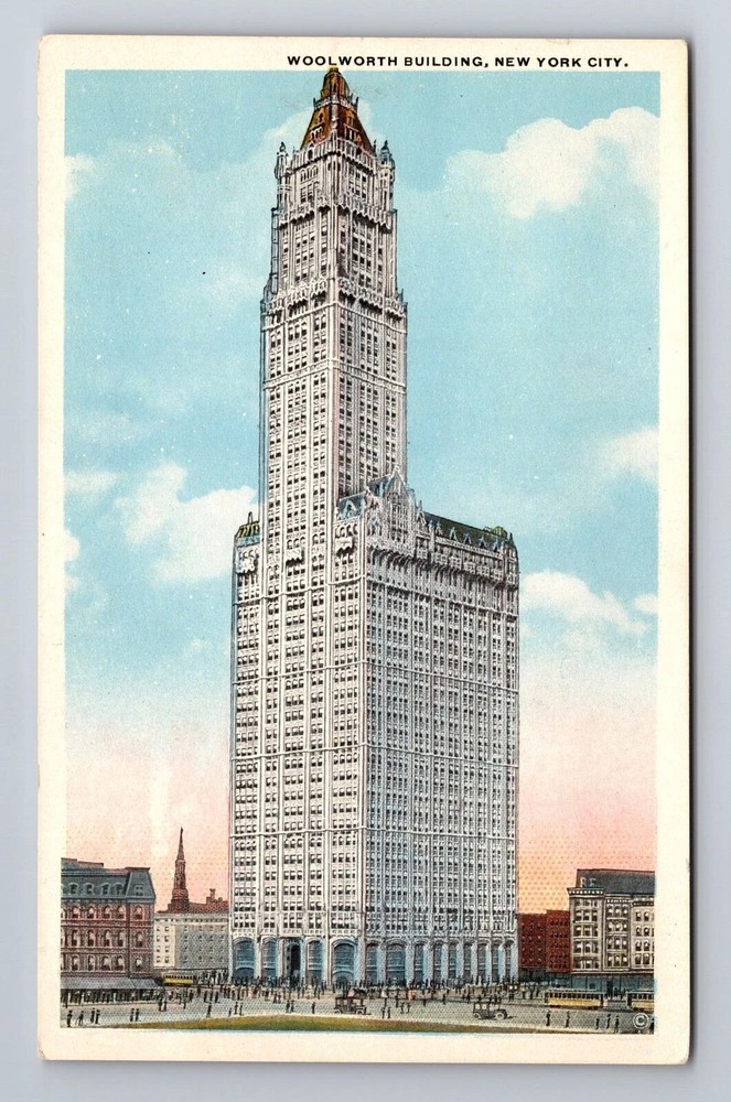 New York City NY, Woolworth Building, Antique Vintage Souvenir Postcard