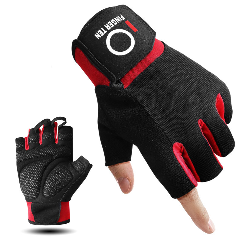 Half Finger Workout Gloves Weight Lifting Touchscreen for Men with Padding Red S