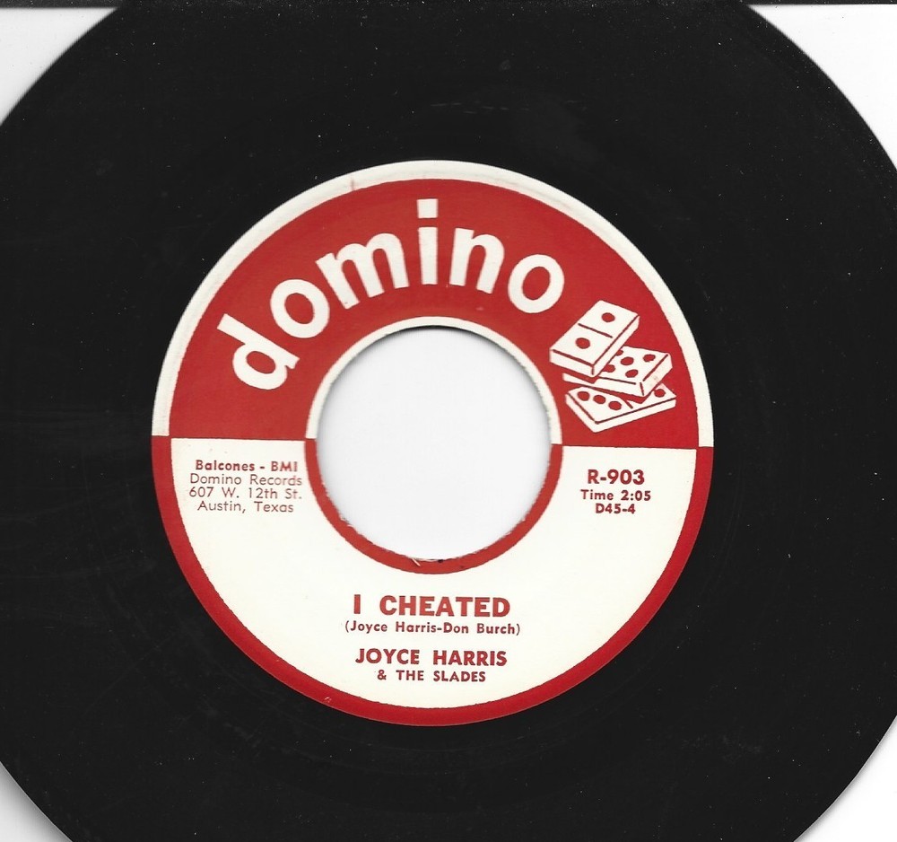 DOOWOP  ANSWER  45 - JOYCE HARRIS W/ the SLADES - I  CHEATED  -HEAR 1959 DOMINO